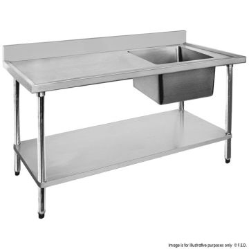 Fed Economic 304 Grade Stainless Steel Single Sink Benches 700 Deep 1200-7-SSBR