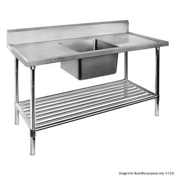 SSB7-1500C/A Single Centre Sink Bench & Pot Undershelf 