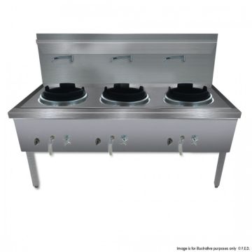 Stainless Steel Waterless Lpg Gas Triple Wok - WW-3L