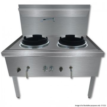 Stainless Steel Waterless Nature Gas Double Wok - WW-2N