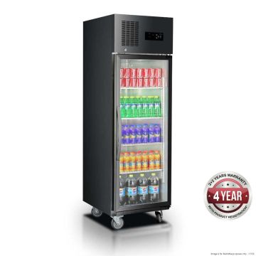 Single Glass Door Upright Fridge Black Stainless Steel - SUCG500B