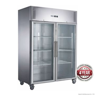 Fed-X S/S Two Full Glass Door Upright Fridge XURC1200G2V