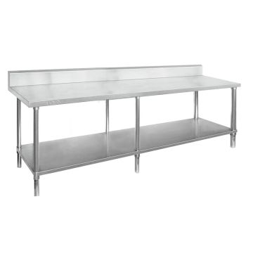 Fed Premium 304 Grade Stainless Steel Work Bench With Undershelf & Splashback 700 Deep - WBB7-2400/A