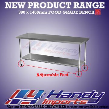 1400 X 390mm #304 Stainless Steel Bench