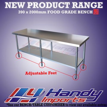 Stainless Steel 2000mm X 390mm #304 Bench