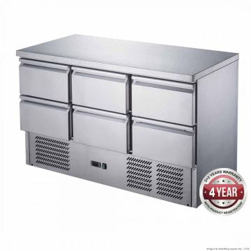 Fed-X Six Drawer Compact Workbench Fridge XGNS1300-6D