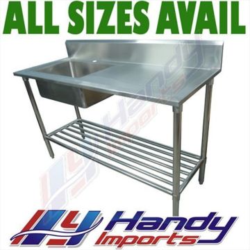 1800 X 600mm Left Single Bowl Kitchen Sink #304 Stainless Steel