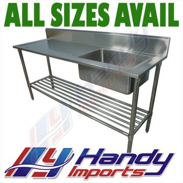 2100 X 600mm Single Right Bowl Kitchen Sink #304 Stainless Steel