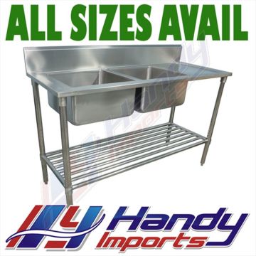 2100 X 600mm Double Bowl Kitchen Sink #304 Stainless Steel