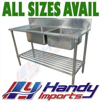 1800 X 600mm Right Double Bowl Kitchen Sink #304 Stainless Steel