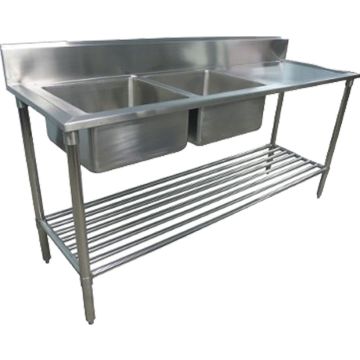 2200 X 600mm Double Bowl Kitchen Sink #304 Stainless Steel
