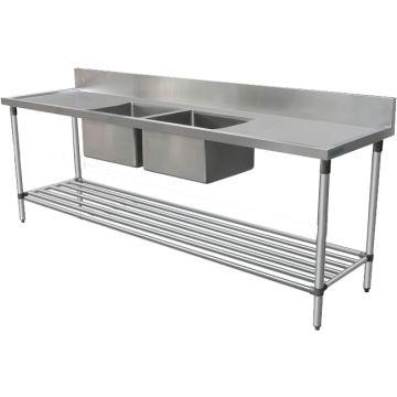 2200X600mm Double Middle Bowl Kitchen Sink #304 Stainless Steel